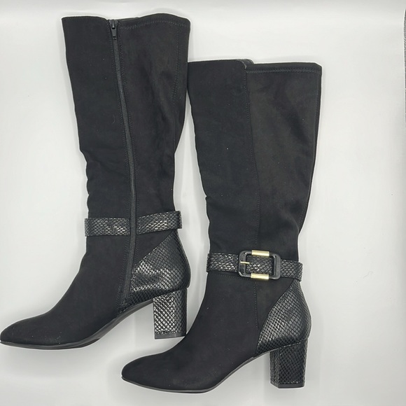 Karen Scott Womens Isabell Faux Leather Embossed Knee-High Boots - Picture 2 of 8